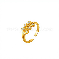 Adjustable 304 Stainless Steel & Crystal Rhinestone Cuff Open Rings for Women&nbsp;WG797F1-01