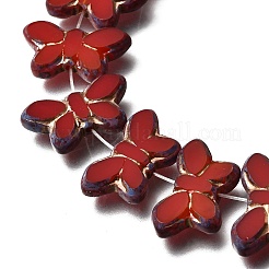 Picasso Baking Paint & Golden Metal Enlaced Glass Beads Strands&nbsp;GL-CBA98F0-02B
