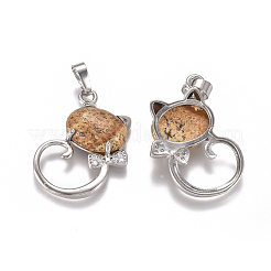 Natural Picture Jasper Kitten Pendants&nbsp;G-L512-R16