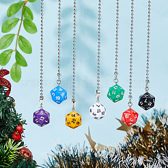 7Pcs 7 Colors Dice Acrylic Charms Ceiling Fan Pull Chain Extenders&nbsp;HJEW-DC00015