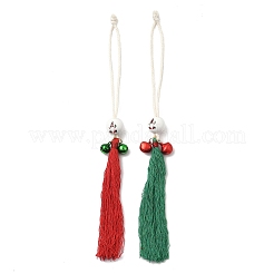 2Pcs Christmas Theme Cotton & Polyester Tassel Pendants Decorations&nbsp;HJEW-JM04036