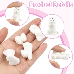 4Pcs 4 Styles Flocky Resin Pendants&nbsp;RESI-YW0006-21