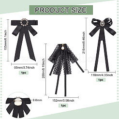 3pcs 3 Styles Polyester Ribbon Bowknot Brooch&nbsp;AJEW-BC0004-25
