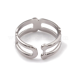 Non-Tarnish 304 Stainless Steel Hollow Out Oval Wrap Open Cuff Rings for Women&nbsp;RJEW-G285-51P