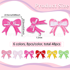 48Pcs 6 Colors Bowknot Polyester Embroidery Sew on Cloth Patches&nbsp;DIY-BC0015-84