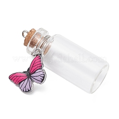 8Pcs Butterfly Glass Wish Bottle Pendants&nbsp;PALLOY-JF04567