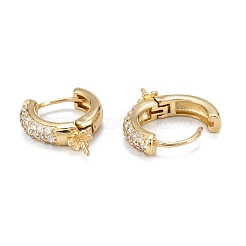 Eco-Friendly Brass Micro Pave Clear Cubic Zirconia Hoop Earring Findings&nbsp;ZIRC-H121-01G
