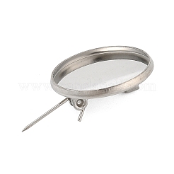 304 Stainless Steel Brooch Cabochon Settings&nbsp;STAS-E547-08D-P