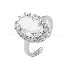 Brass Micro Pave Cubic Zirconia Cuff Open Rings for Women&nbsp;RJEW-L343-17P-07