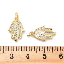 Rack Plating Brass Micro Pave Clear Cubic Zirconia Pendants&nbsp;KK-C063-13G
