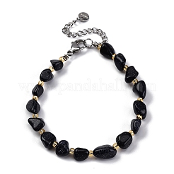 Synthetic Blue Goldstone Beaded Bracelets for Women&nbsp;G-P563-07P-13