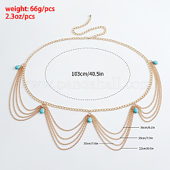 Bohemian Alloy with Teardrop Resin Charm Tassel Waist Chains for Women&nbsp;FS-WGCBA85-01