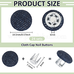 24 Bags Flat Round Cloth Cap Nail Buttons&nbsp;BUTT-BC0001-21F