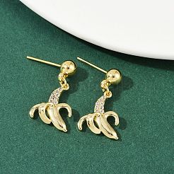 Fruit Theme Brass Dangle Stud Earrings&nbsp;EJEW-Z115-04G