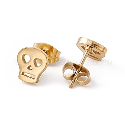 304 Stainless Steel Tiny Hollow Out Skull Stud Earrings for Women&nbsp;STAS-A065-05G