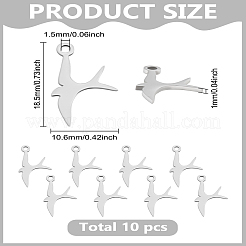 10Pcs 201 Stainless Steel Pendants&nbsp;STAS-LP0003-39