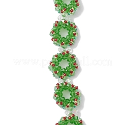 Handmade Glass Seed Christmas Wreath Beaded Bracelets for Women&nbsp;BJEW-MZ00060