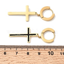 Cross 304 Stainless Steel Polymer Clay Rhinestones Hoop Earrings&nbsp;EJEW-G453-11G-01