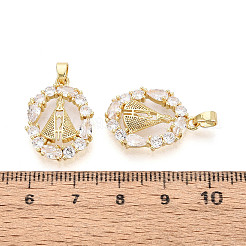 Brass Micro Pave Clear Cubic Zirconia Pendants&nbsp;KK-N259-04G