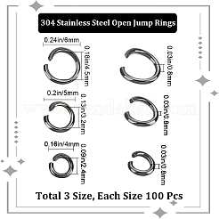 300Pcs 304 Stainless Steel Open Jump Rings&nbsp;STAS-BBC0008-85