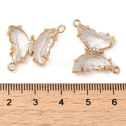 Brass Pave Faceted Glass Connector Charms&nbsp;FIND-Z020-04R