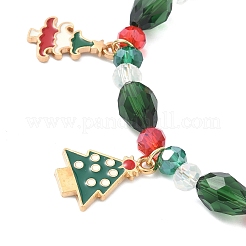 Christmas Tree & Snowman & Bell Alloy Enamel Charm Bracelets&nbsp;BJEW-TA00506