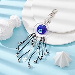 Key Alloy & Glass Evil Eye Pendants Decoraiton&nbsp;HJEW-JM01283-01