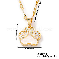 Fashionable Brass Micro Pave Clear Cubic Zirconia Bear Paw Print Pendant Necklaces for Women&nbsp;DN9774-2