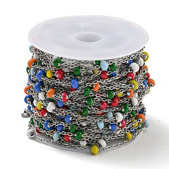 304 Stainless Steel Enamel Link Chains&nbsp;AJEW-Z028-09P-02
