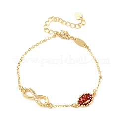 Sports Brass Micro Pave Cubic Zirconia Infinity Link Bracelets&nbsp;BJEW-D386-01C-G