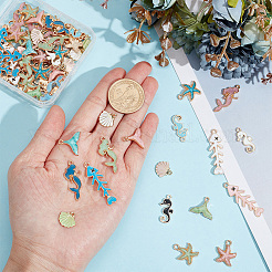 72Pcs 18 Styles Ocean Theme Alloy Enamel Charms&nbsp;ENAM-ME0001-18
