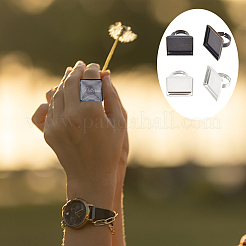 DIY Blank Square Adjustable Ring Making Kit&nbsp;DIY-UN0005-64