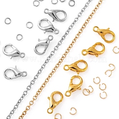 DIY 1.8m 2 Colors Oval Vacuum Plated 304 Stainless Steel Cable Chains Necklace Making Kits&nbsp;DIY-FS0001-26