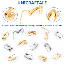60Pcs 2 Colors 304 Stainless Steel Clip-on Earring Findings&nbsp;STAS-UN0055-91