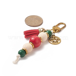 Wooden Beaded Tassel Pendant Decoration&nbsp;HJEW-JM00951