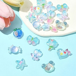 20Pcs 10 Styles Flower Transparent Epoxy Resin Decoden Cabochons&nbsp;RESI-FS0001-94