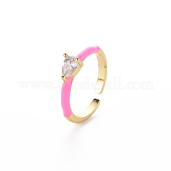 Brass Enamel Cuff Rings&nbsp;RJEW-T016-27E-NF