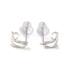 Anti-Tarnish Rhodium Plated 999 Fine Silver Dolphin Stud Earrings for Women&nbsp;EJEW-S215-04P