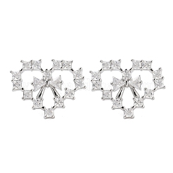 Rack Plating Heart Brass Stud Earrings&nbsp;EJEW-N055-33P-RS
