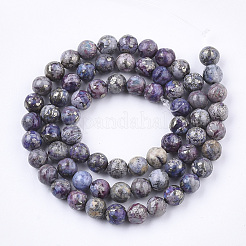 Assembled Natural Bronzite and Synthetic Turquoise Beads Strands&nbsp;G-S329-085C-6mm