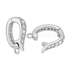 2Pcs Sterling Silver Micro Pave Clear Cubic Zirconia Fold Over Clasps&nbsp;STER-PH0004-68P