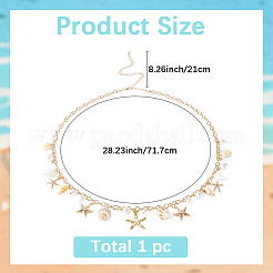 Bohemian Natural Shell & Plastic Imitation Pearl Tassel Chain Belts&nbsp;AJEW-CY0001-06A