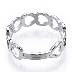 Non-Tarnish 304 Stainless Steel Hollow Out Heart Adjustable Ring for Women&nbsp;RJEW-T027-11P