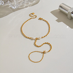 Natural Freshwater Pearl 304 Stainless Steel Rice Bead Hand Chain Ring Bracelets for Women&nbsp;PW2633
