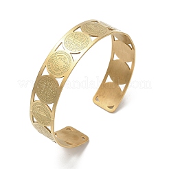 Religion Theme 304 Stainless Steel Cuff Bangles for Women&nbsp;BJEW-Q011-01G