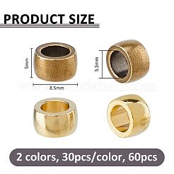 60Pcs 2 Colors Brass European Beads&nbsp;FIND-FH0017-46