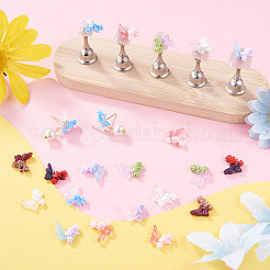 40Pcs 8 Styles Luminous Resin Butterfly with Flower Cabochons&nbsp;CRES-TA0001-98