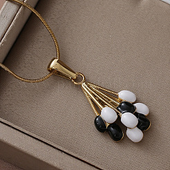 316 Surgical Stainless Steel Enamel White and Black Balloon Pendant Necklaces for Women&nbsp;GY8430