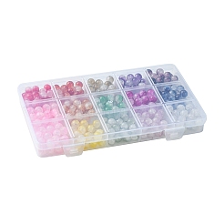 375Pcs 15 Colors Crackle Baking Paint Imitation Jade Glass Beads Sets&nbsp;DGLA-FS0001-06