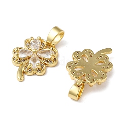 Clover Brass Micro Pave Cubic Zirconia Pendants&nbsp;KK-M325-13B-G